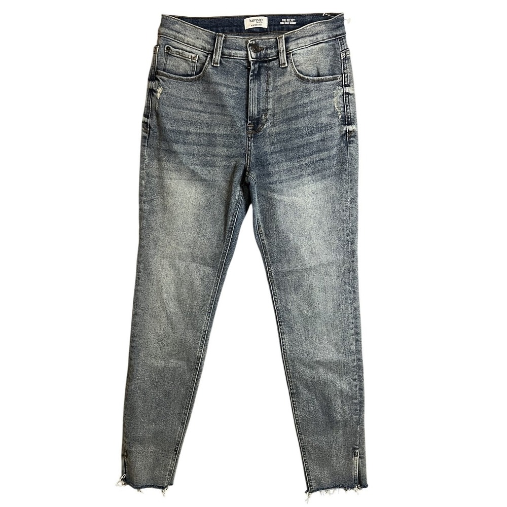 Kensie Jeans The Kelsey High Rise Skinny Size‎ 6/28 Blue Distressed Raw Hem Luxe